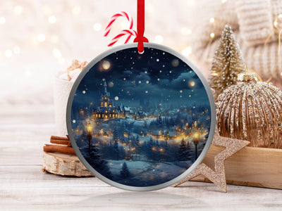 Christmas 2024 Ornament, Christmas Decoration, Holiday Gift Idea, Heirloom Keepsake, Round Ceramic, Gift Exchange, Gift Idea, Xmas Village