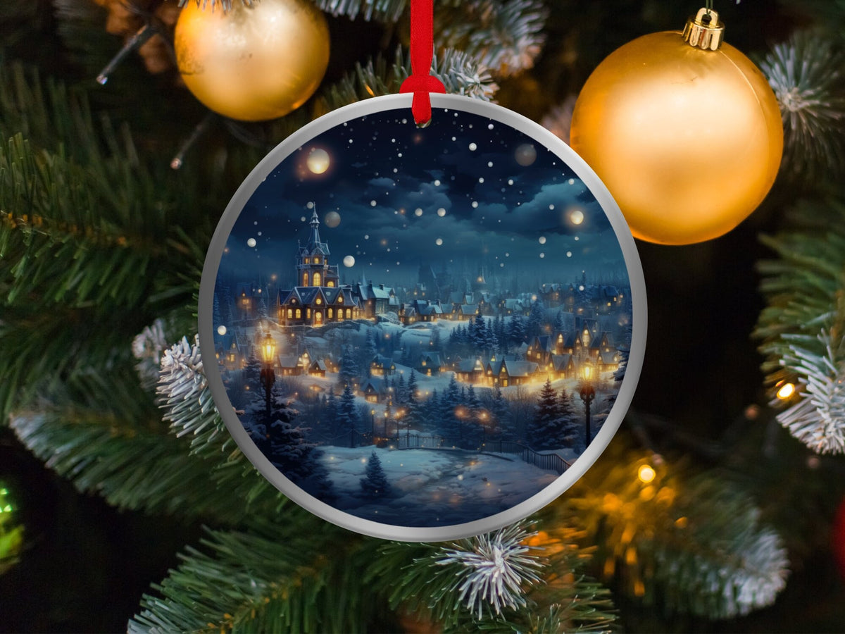 Christmas 2024 Ornament, Christmas Decoration, Holiday Gift Idea, Heirloom Keepsake, Round Ceramic, Gift Exchange, Gift Idea, Xmas Village