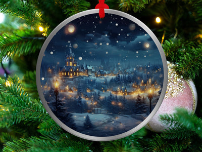 Christmas 2024 Ornament, Christmas Decoration, Holiday Gift Idea, Heirloom Keepsake, Round Ceramic, Gift Exchange, Gift Idea, Xmas Village