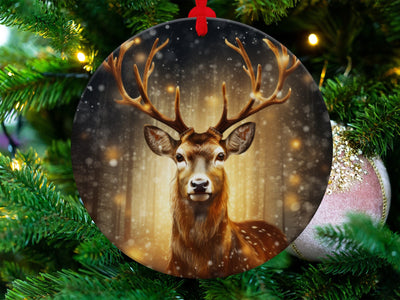 Christmas 2024 Ornament, Christmas Decoration, Holiday Gift Idea, Heirloom Keepsake, Round Ceramic, Gift Exchange, Gift Idea, Deer Ornament