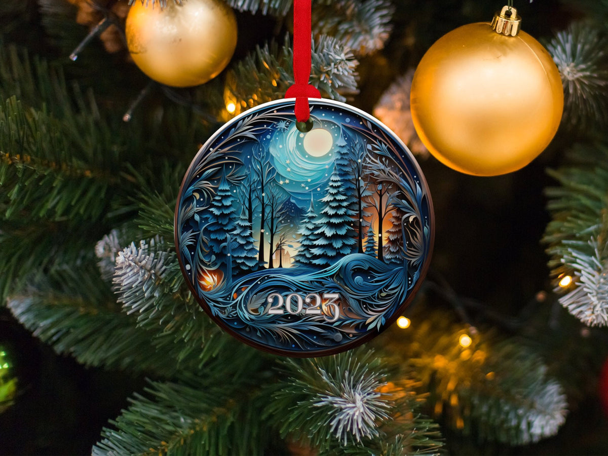 Christmas 2024 Ornament, Christmas Decoration, Holiday Gift Idea, Heirloom Keepsake, Round Ceramic, Gift Exchange, Gift Idea, Xmas Tree