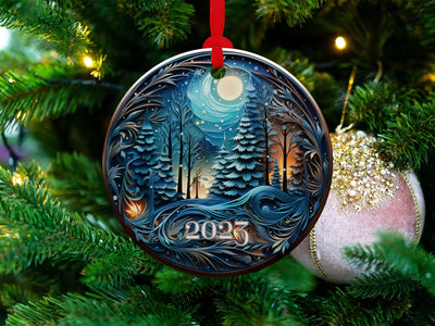 Christmas 2024 Ornament, Christmas Decoration, Holiday Gift Idea, Heirloom Keepsake, Round Ceramic, Gift Exchange, Gift Idea, Xmas Tree