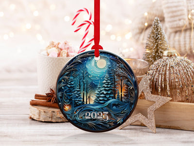 Christmas 2024 Ornament, Christmas Decoration, Holiday Gift Idea, Heirloom Keepsake, Round Ceramic, Gift Exchange, Gift Idea, Xmas Tree
