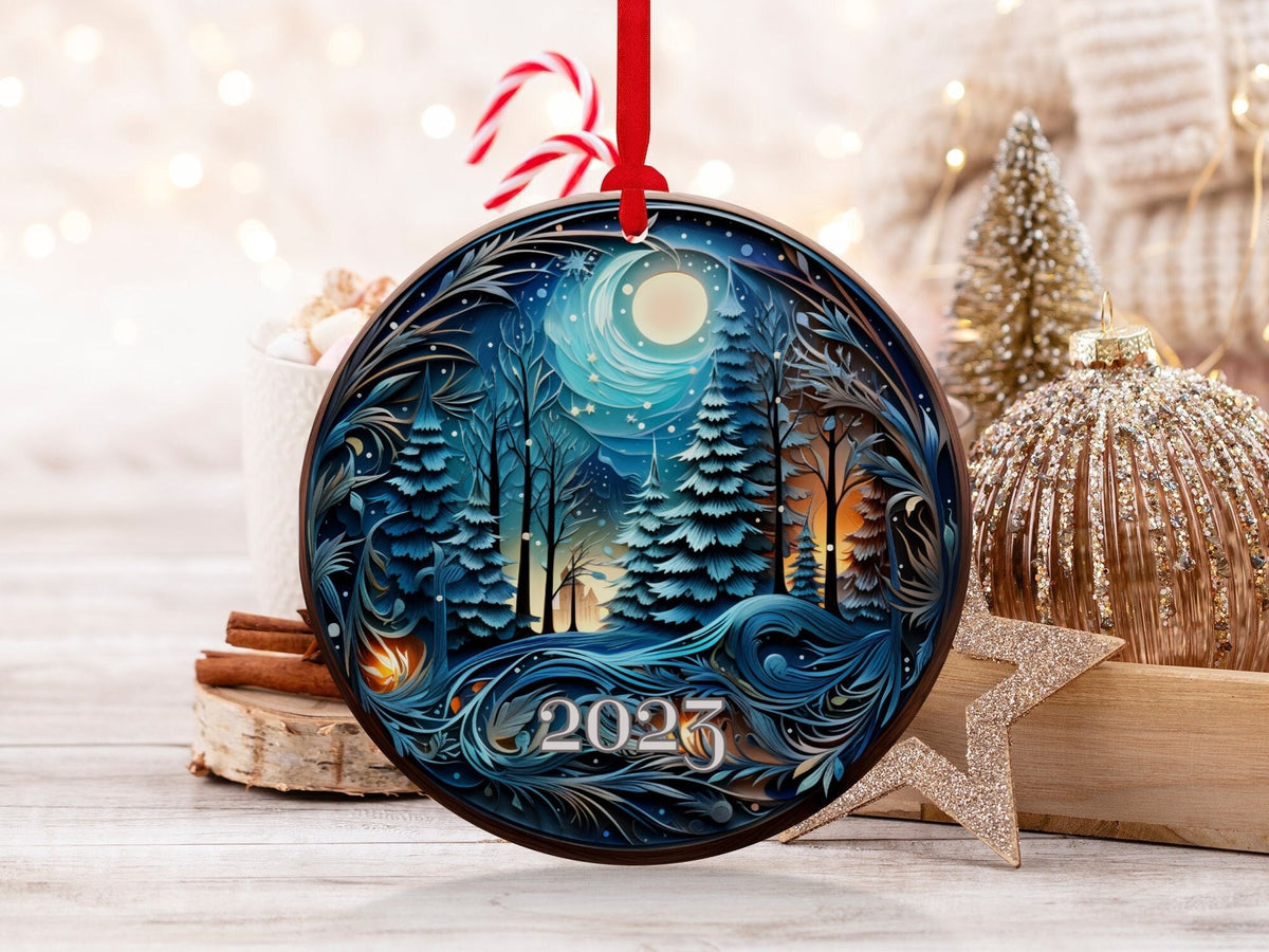 Christmas 2024 Ornament, Christmas Decoration, Holiday Gift Idea, Heirloom Keepsake, Round Ceramic, Gift Exchange, Gift Idea, Xmas Tree