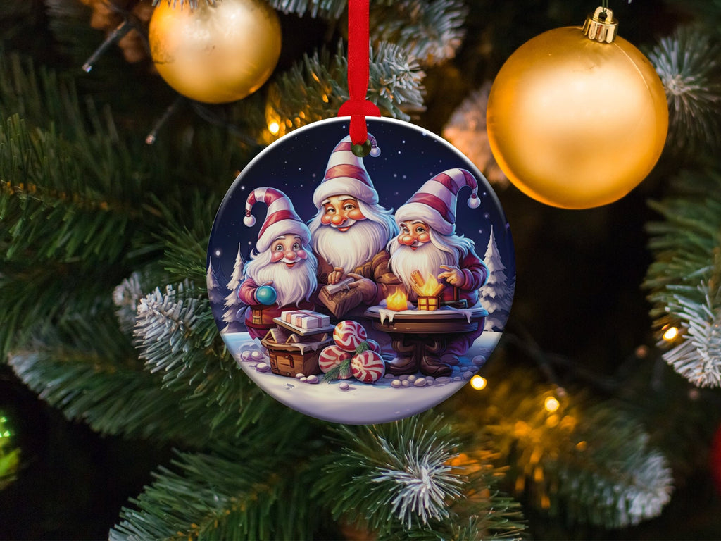 Christmas 2024 Ornament, Christmas Decoration, Holiday Gift Idea, Heirloom Keepsake, Round Ceramic, Gift Exchange, Gift Idea, Gnome