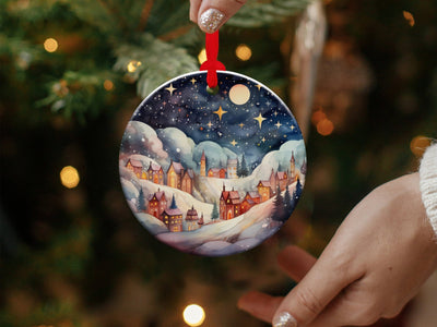 Christmas 2024 Ornament, Christmas Decoration, Holiday Gift Idea, Heirloom Keepsake, Round Ceramic, Gift Exchange, Gift Idea, Xmas Village
