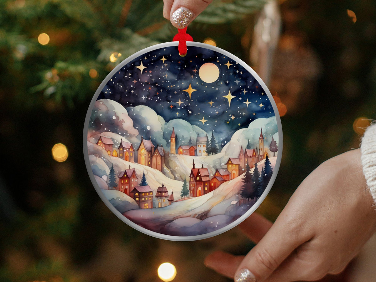 Christmas 2024 Ornament, Christmas Decoration, Holiday Gift Idea, Heirloom Keepsake, Round Ceramic, Gift Exchange, Gift Idea, Xmas Village