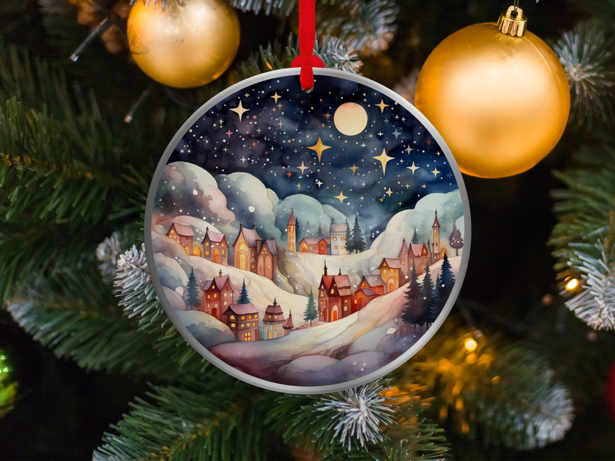 Christmas 2024 Ornament, Christmas Decoration, Holiday Gift Idea, Heirloom Keepsake, Round Ceramic, Gift Exchange, Gift Idea, Xmas Village
