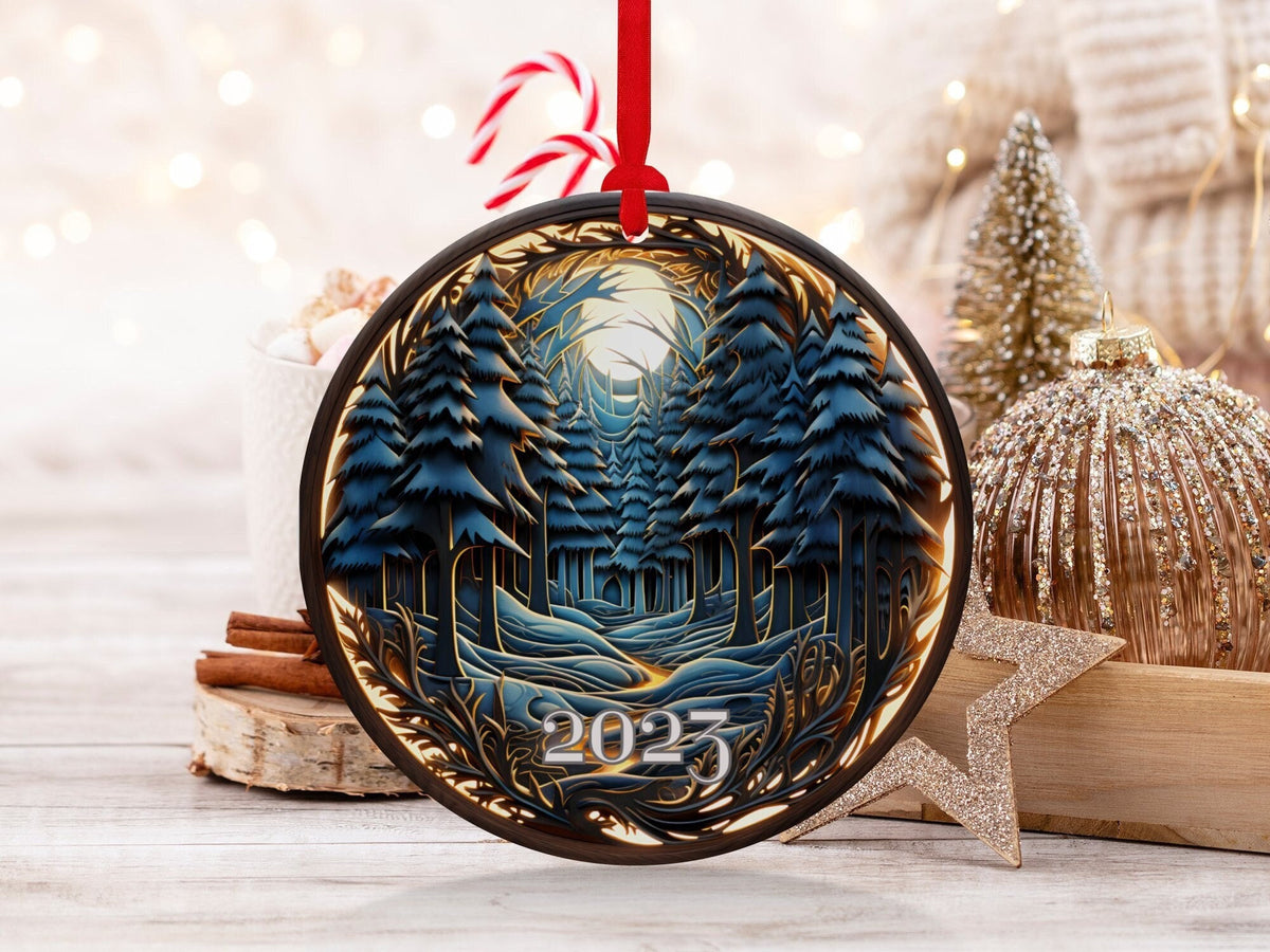 Christmas 2024 Ornament, Christmas Decoration, Holiday Gift Idea, Heirloom Keepsake, Round Ceramic, Gift Exchange, Gift Idea, Xmas Tree