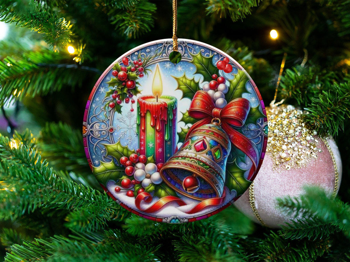 Christmas 2024 Ornament, Christmas Decoration, Holiday Gift Idea, Heirloom Keepsake, Round Ceramic, Gift Exchange, Gift Idea, Xmas Bell