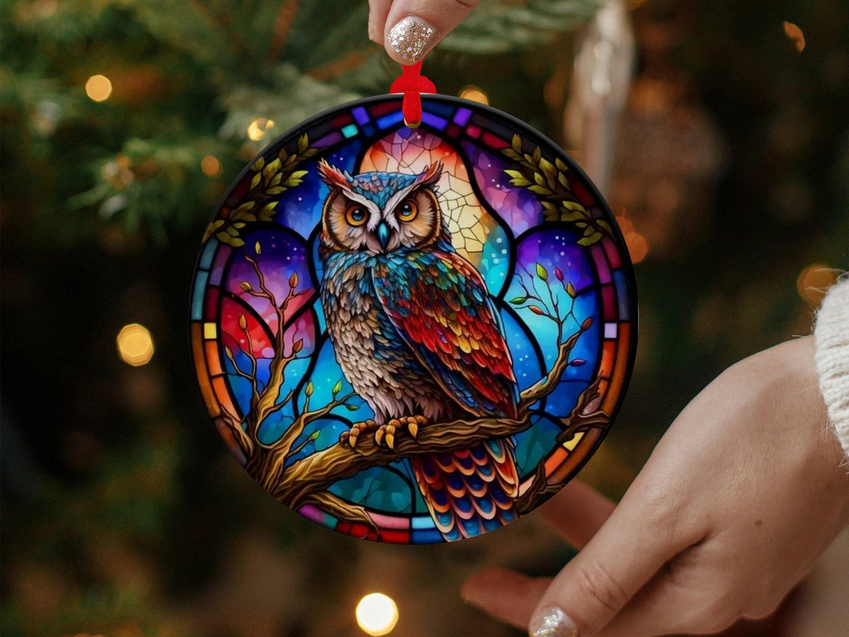 Christmas 2024 Ornament, Christmas Decoration, Holiday Gift Idea, Heirloom Keepsake, Round Ceramic, Gift Exchange, Gift Idea, Owl Ornament