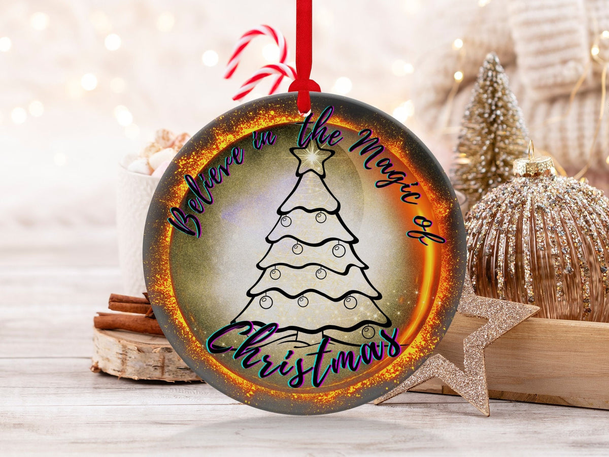Christmas 2024 Ornament, Christmas Decoration, Holiday Gift Idea, Heirloom Keepsake, Round Ceramic, Gift Exchange, Gift Idea, X-Mas Ornament