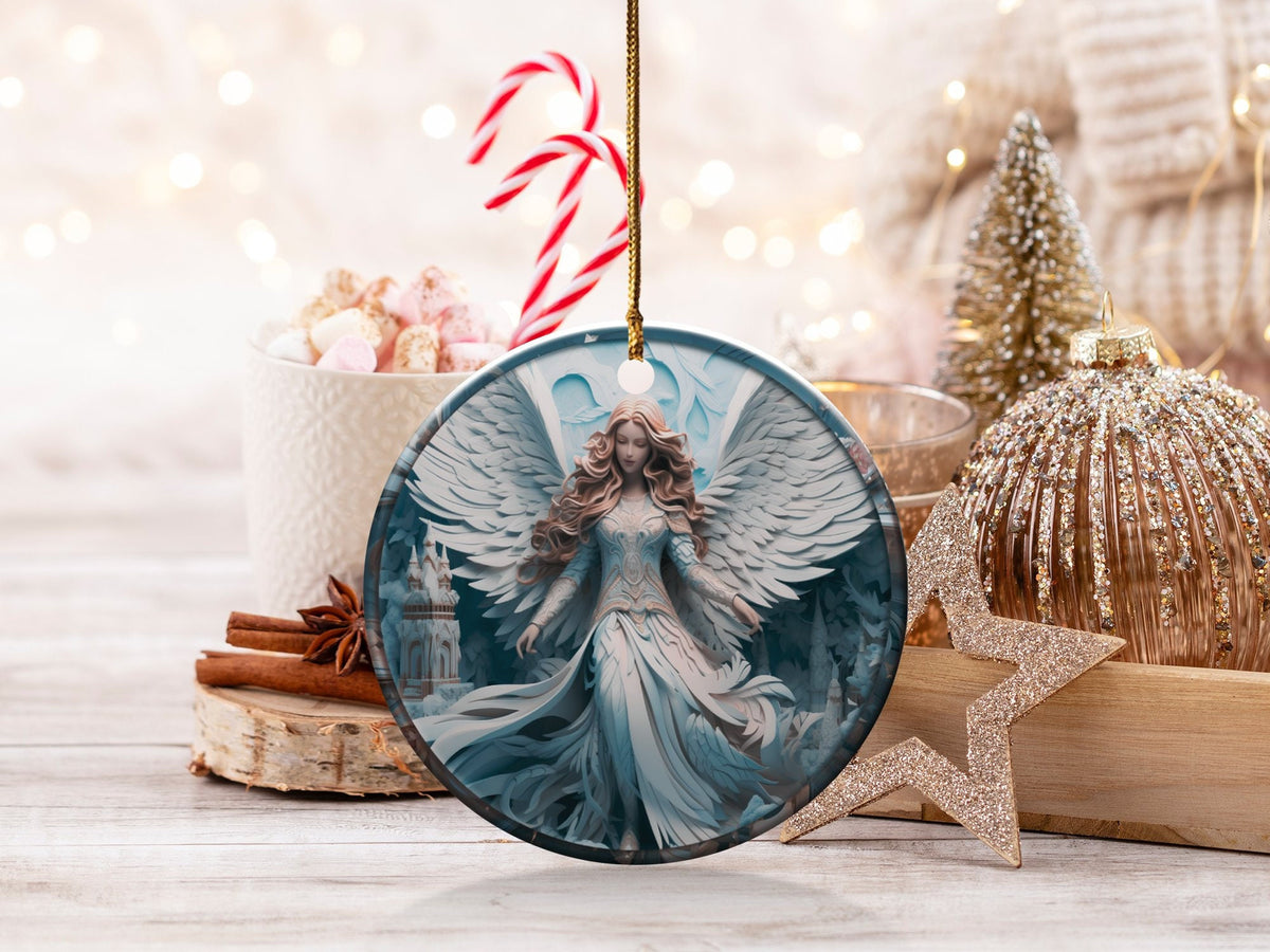 Christmas 2024 Ornament, Christmas Decoration, Holiday Gift Idea, Heirloom Keepsake, Round Ceramic, Gift Exchange, Gift Idea, Angel