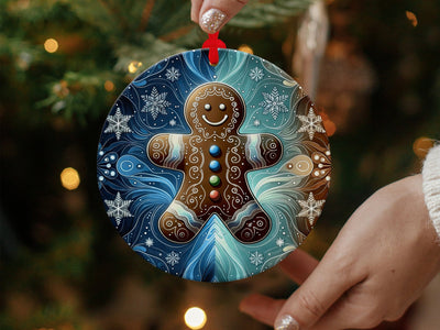 Christmas 2024 Ornament, Christmas Decoration, Holiday Gift Idea, Heirloom Keepsake, Round Ceramic, Gift Exchange, Gift Idea Xmas Ginger Man