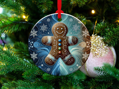 Christmas 2024 Ornament, Christmas Decoration, Holiday Gift Idea, Heirloom Keepsake, Round Ceramic, Gift Exchange, Gift Idea Xmas Ginger Man