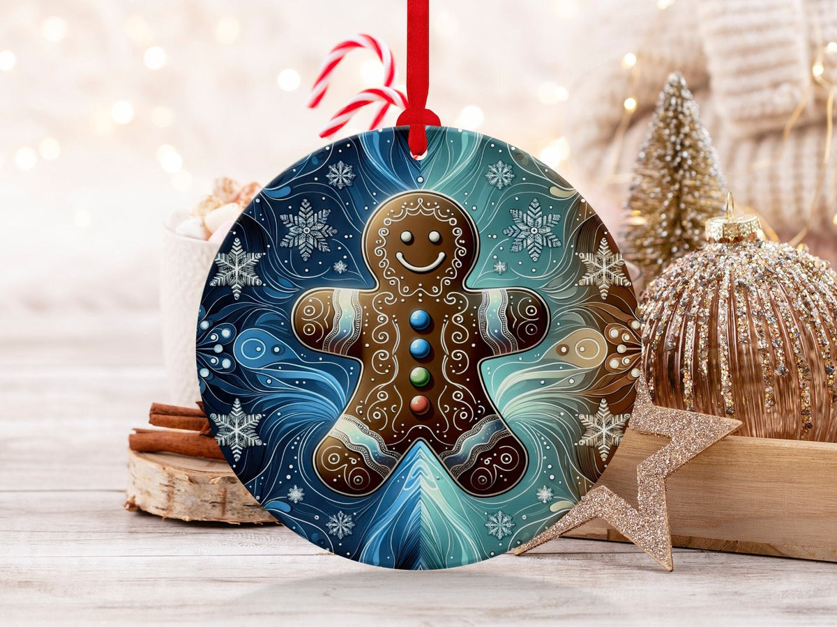 Christmas 2024 Ornament, Christmas Decoration, Holiday Gift Idea, Heirloom Keepsake, Round Ceramic, Gift Exchange, Gift Idea Xmas Ginger Man