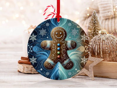 Christmas 2024 Ornament, Christmas Decoration, Holiday Gift Idea, Heirloom Keepsake, Round Ceramic, Gift Exchange, Gift Idea Xmas Ginger Man