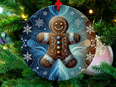Christmas 2024 Ornament, Christmas Decoration, Holiday Gift Idea, Heirloom Keepsake, Round Ceramic, Gift Exchange, Gift Idea Xmas Ginger Man