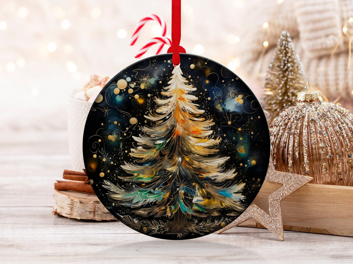 Christmas 2024 Ornament, Christmas Decoration, Holiday Gift Idea, Heirloom Keepsake, Round Ceramic, Gift Exchange, Gift Idea, Xmas Tree