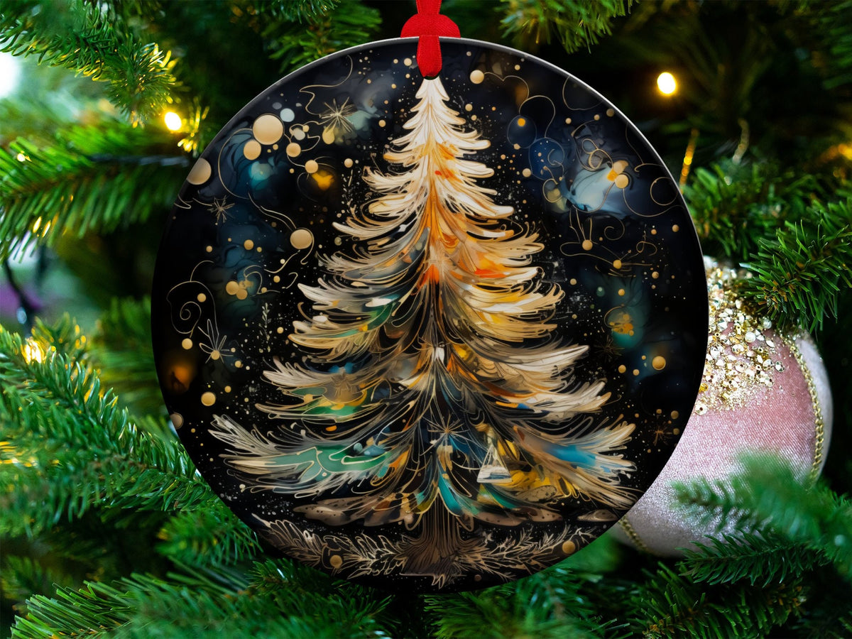 Christmas 2024 Ornament, Christmas Decoration, Holiday Gift Idea, Heirloom Keepsake, Round Ceramic, Gift Exchange, Gift Idea, Xmas Tree