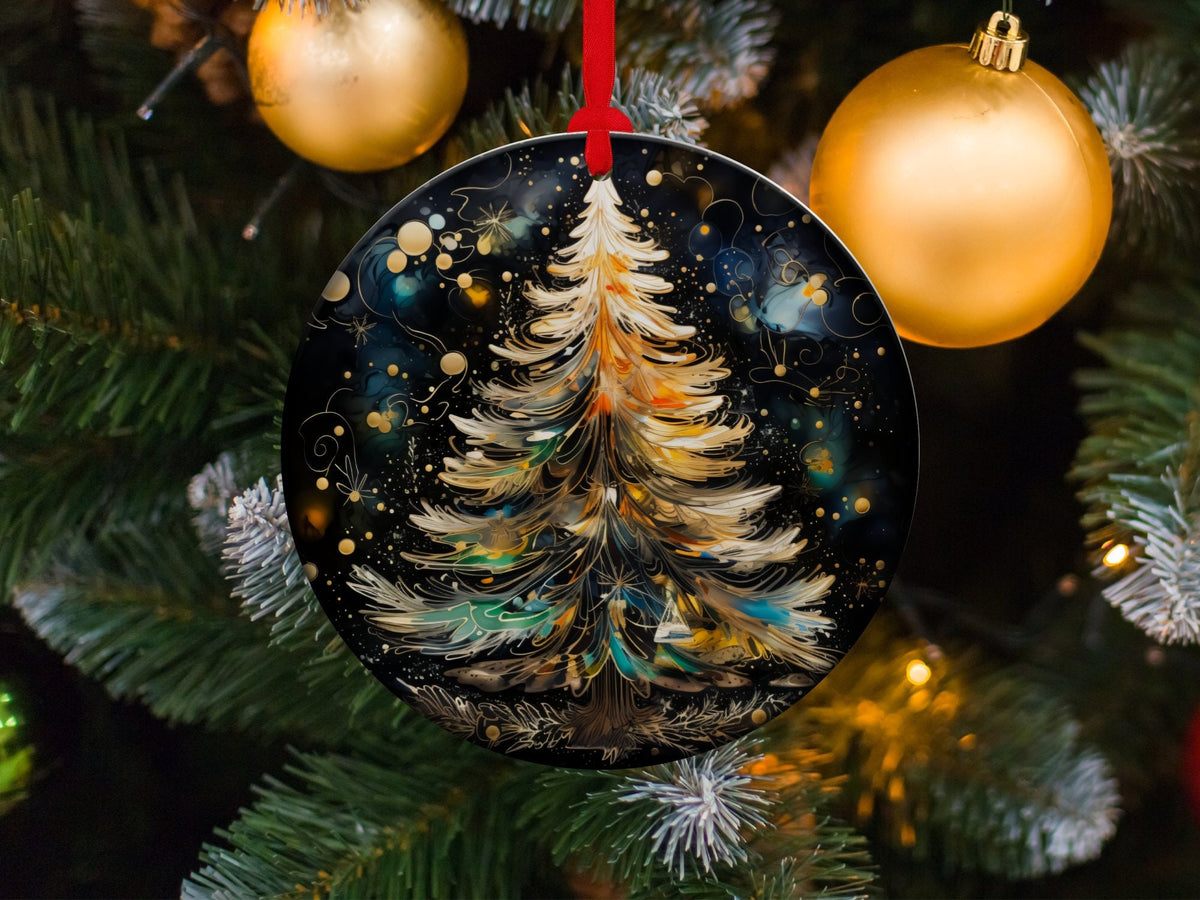 Christmas 2024 Ornament, Christmas Decoration, Holiday Gift Idea, Heirloom Keepsake, Round Ceramic, Gift Exchange, Gift Idea, Xmas Tree
