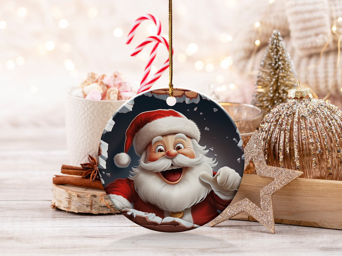 Christmas 2024 Ornament, Christmas Decoration, Holiday Gift Idea, Heirloom Keepsake, Round Ceramic, Gift Exchange, Gift Idea, Santa Claus