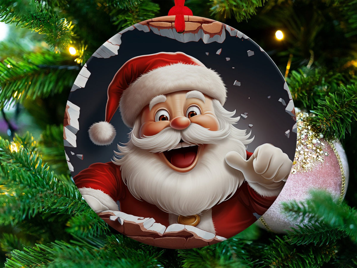 Christmas 2024 Ornament, Christmas Decoration, Holiday Gift Idea, Heirloom Keepsake, Round Ceramic, Gift Exchange, Gift Idea, Santa Claus