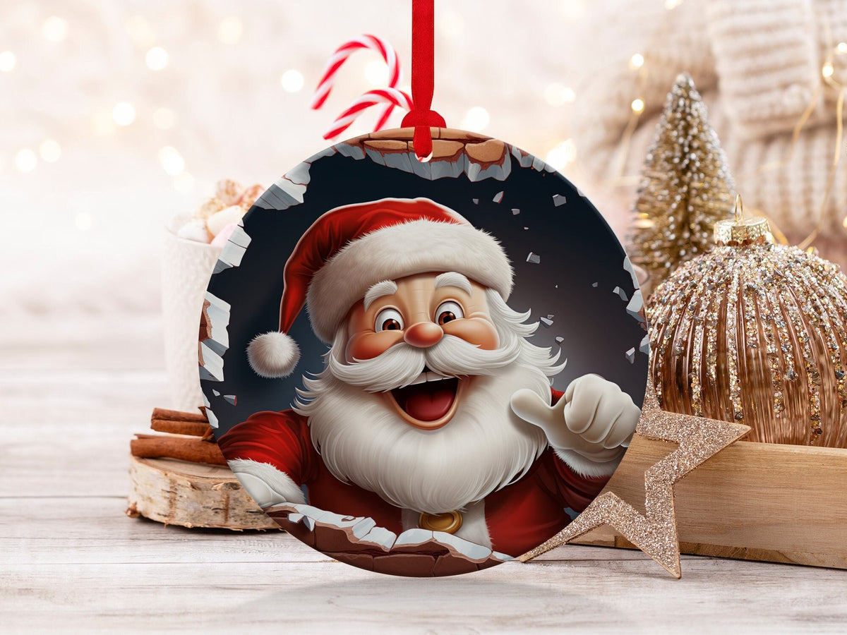 Christmas 2024 Ornament, Christmas Decoration, Holiday Gift Idea, Heirloom Keepsake, Round Ceramic, Gift Exchange, Gift Idea, Santa Claus
