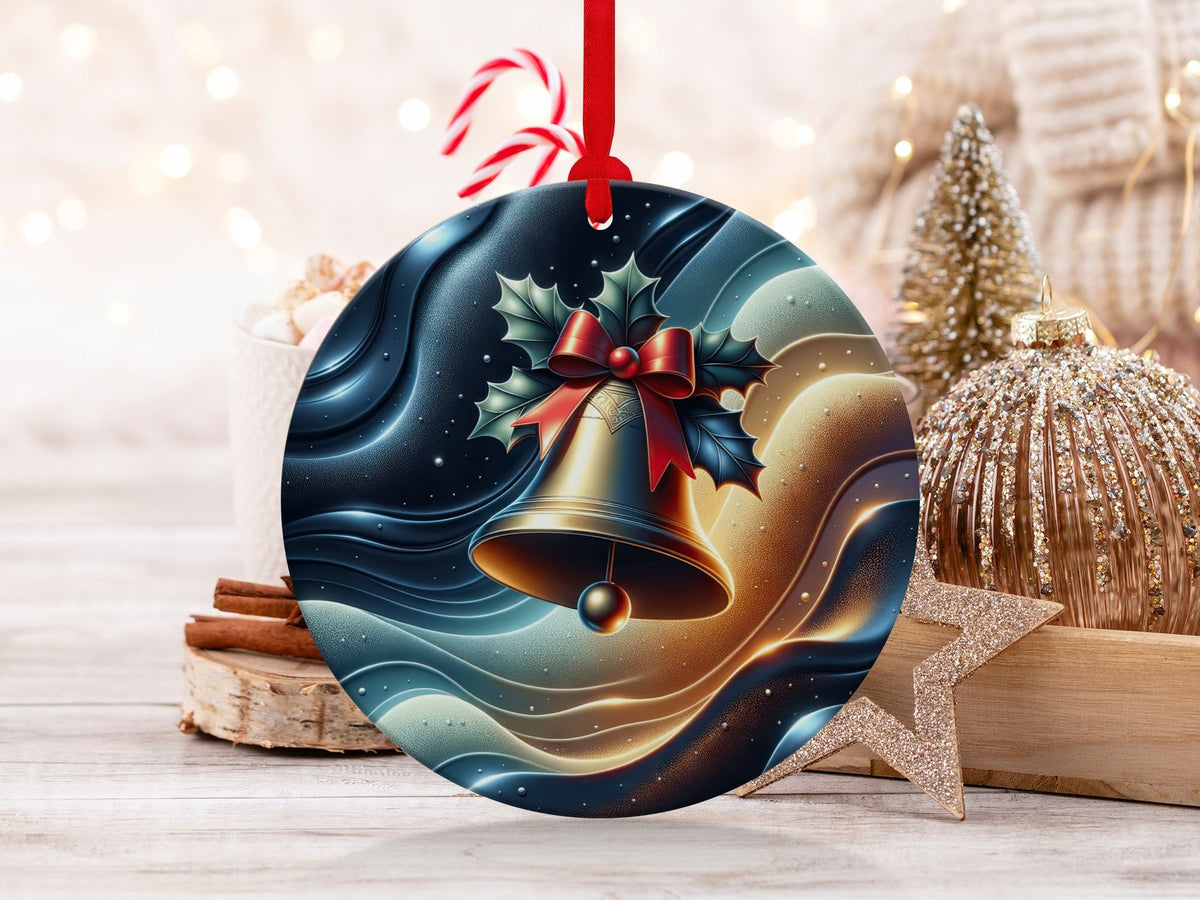 Christmas 2024 Ornament, Christmas Decoration, Holiday Gift Idea, Heirloom Keepsake, Round Ceramic, Gift Exchange, Gift Idea, Xmas Bell
