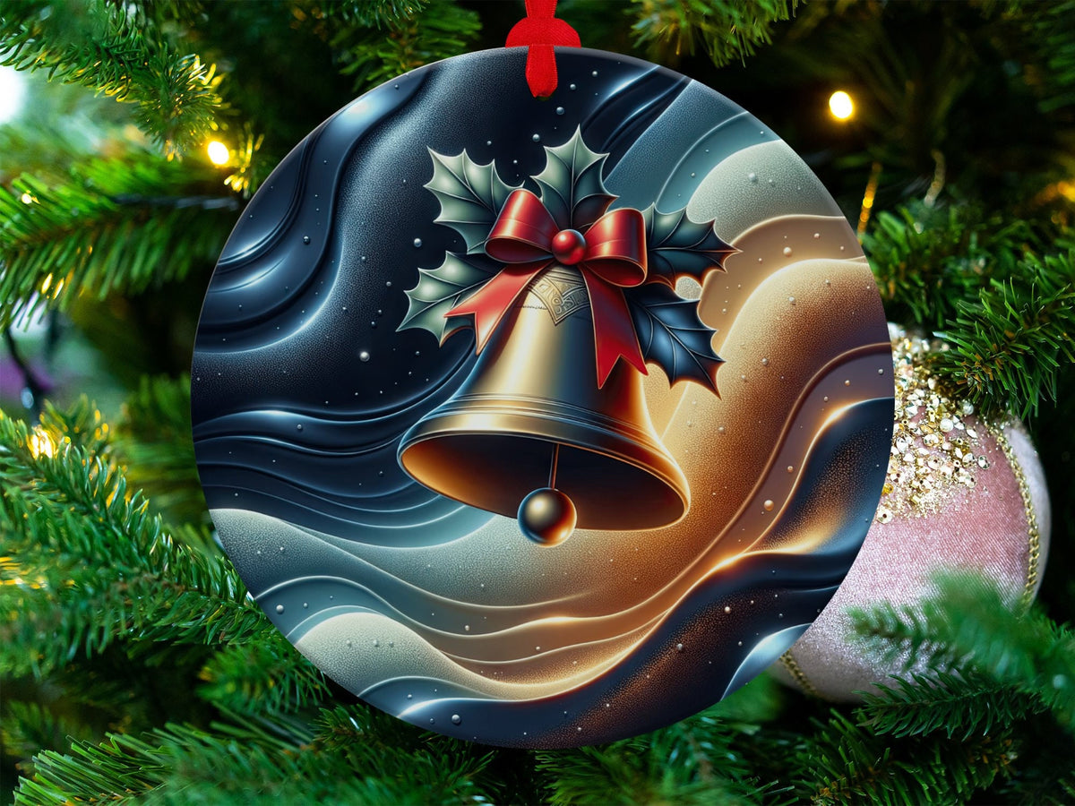 Christmas 2024 Ornament, Christmas Decoration, Holiday Gift Idea, Heirloom Keepsake, Round Ceramic, Gift Exchange, Gift Idea, Xmas Bell