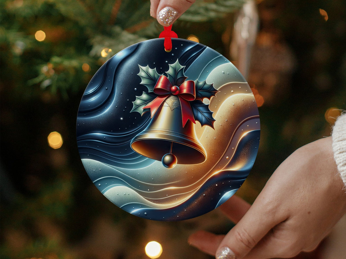 Christmas 2024 Ornament, Christmas Decoration, Holiday Gift Idea, Heirloom Keepsake, Round Ceramic, Gift Exchange, Gift Idea, Xmas Bell