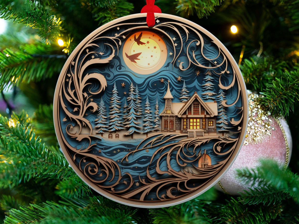 Christmas 2024 Ornament, Christmas Decoration, Holiday Gift Idea, Heirloom Keepsake, Round Ceramic, Gift Exchange, Gift Idea, Xmas Scene