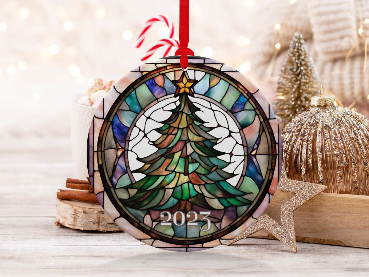 Christmas 2024 Ornament, Christmas Decoration, Holiday Gift Idea, Heirloom Keepsake, Round Ceramic, Gift Exchange, Gift Idea, Xmas Tree