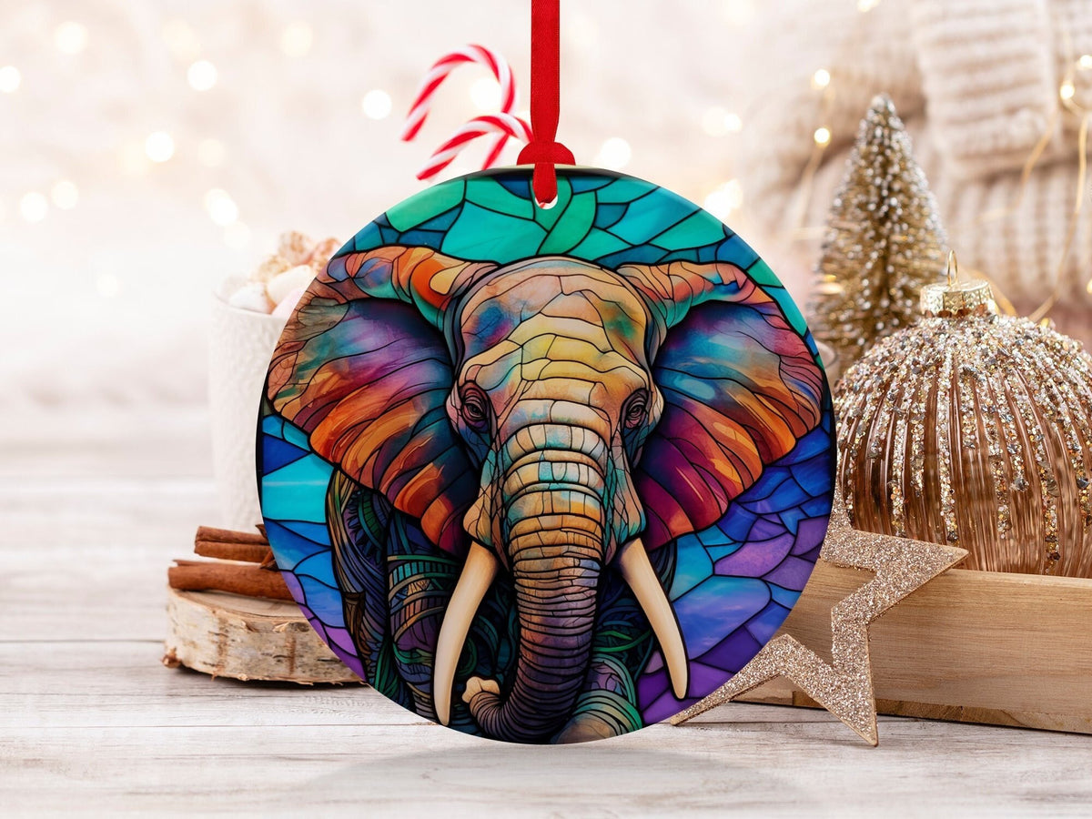 Christmas 2024 Ornament, Christmas Decoration, Holiday Gift Idea, Heirloom Keepsake, Round Ceramic, Gift Exchange, Gift Idea, Elaphant