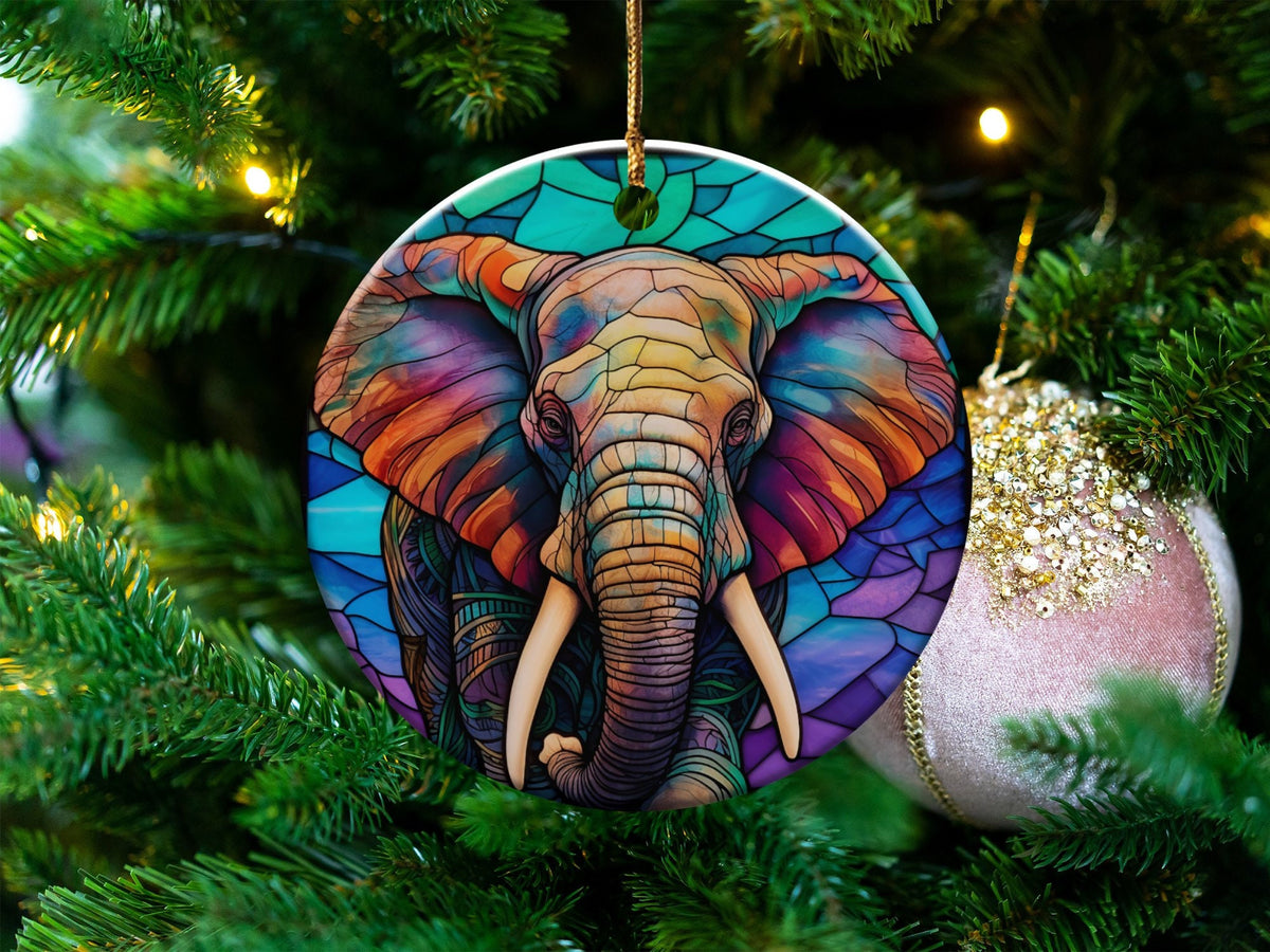 Christmas 2024 Ornament, Christmas Decoration, Holiday Gift Idea, Heirloom Keepsake, Round Ceramic, Gift Exchange, Gift Idea, Elaphant