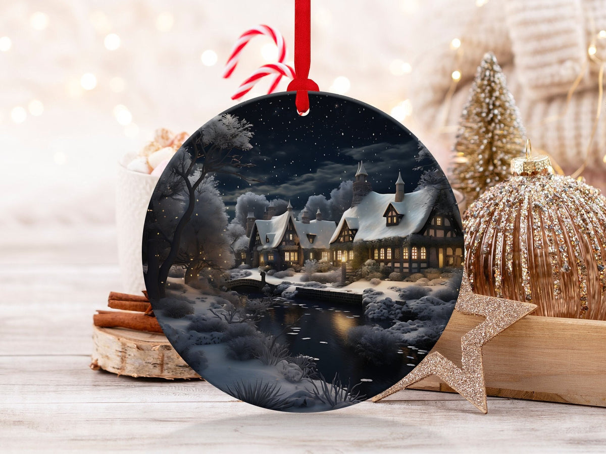Christmas 2024 Ornament, Christmas Decoration, Holiday Gift Idea, Heirloom Keepsake, Round Ceramic, Gift Exchange, Gift Idea, Xmas Woodland