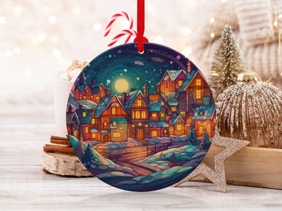 Christmas 2024 Ornament, Christmas Decoration, Holiday Gift Idea, Heirloom Keepsake, Round Ceramic, Gift Exchange, Gift Idea, Xmas Village