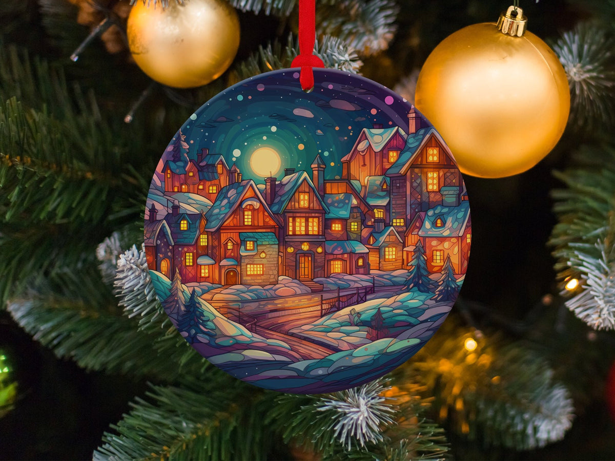 Christmas 2024 Ornament, Christmas Decoration, Holiday Gift Idea, Heirloom Keepsake, Round Ceramic, Gift Exchange, Gift Idea, Xmas Village