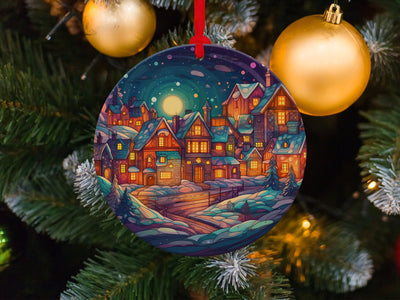 Christmas 2024 Ornament, Christmas Decoration, Holiday Gift Idea, Heirloom Keepsake, Round Ceramic, Gift Exchange, Gift Idea, Xmas Village