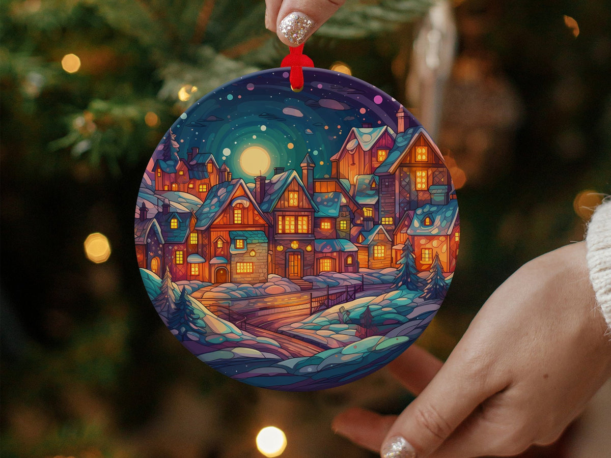 Christmas 2024 Ornament, Christmas Decoration, Holiday Gift Idea, Heirloom Keepsake, Round Ceramic, Gift Exchange, Gift Idea, Xmas Village