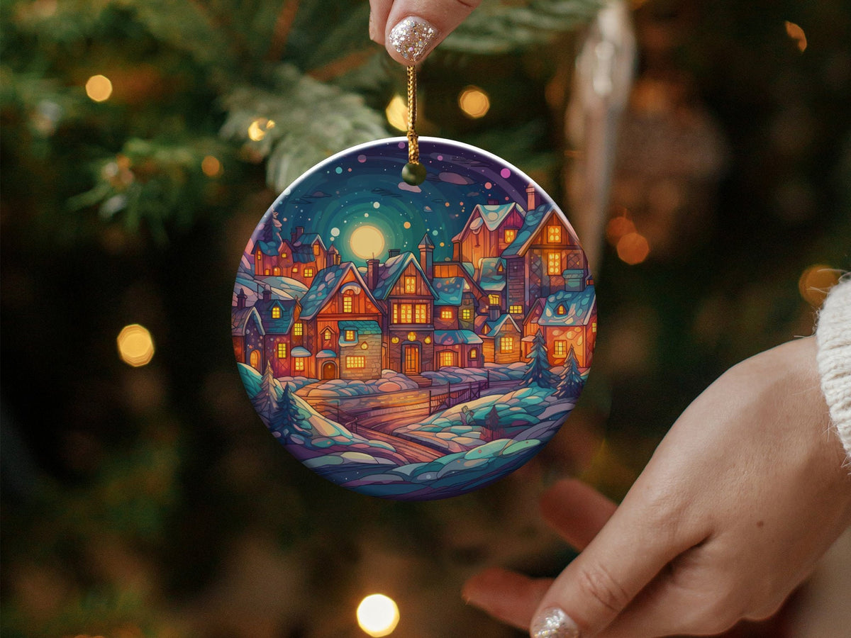 Christmas 2024 Ornament, Christmas Decoration, Holiday Gift Idea, Heirloom Keepsake, Round Ceramic, Gift Exchange, Gift Idea, Xmas Village