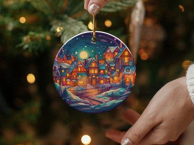 Christmas 2024 Ornament, Christmas Decoration, Holiday Gift Idea, Heirloom Keepsake, Round Ceramic, Gift Exchange, Gift Idea, Xmas Village