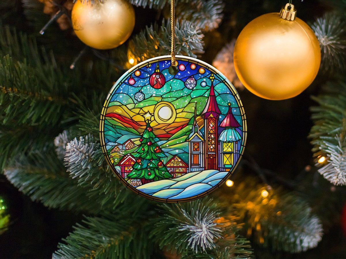 Christmas 2024 Ornament, Christmas Decoration, Holiday Gift Idea, Heirloom Keepsake, Round Ceramic, Gift Exchange, Gift Idea, Xmas Scene