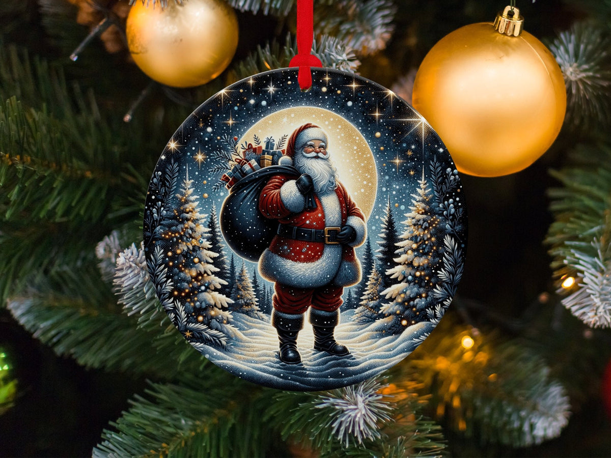 Christmas 2023 Ornament, Christmas Decoration, Holiday Gift Idea, Heirloom Keepsake, Round Ceramic, Gift Exchange, Gift Idea, Santa Claus