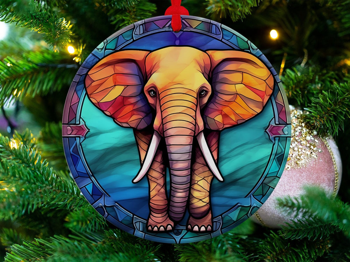 Christmas 2024 Ornament, Christmas Decoration, Holiday Gift Idea, Heirloom Keepsake, Round Ceramic, Gift Exchange, Gift Idea, Elephant