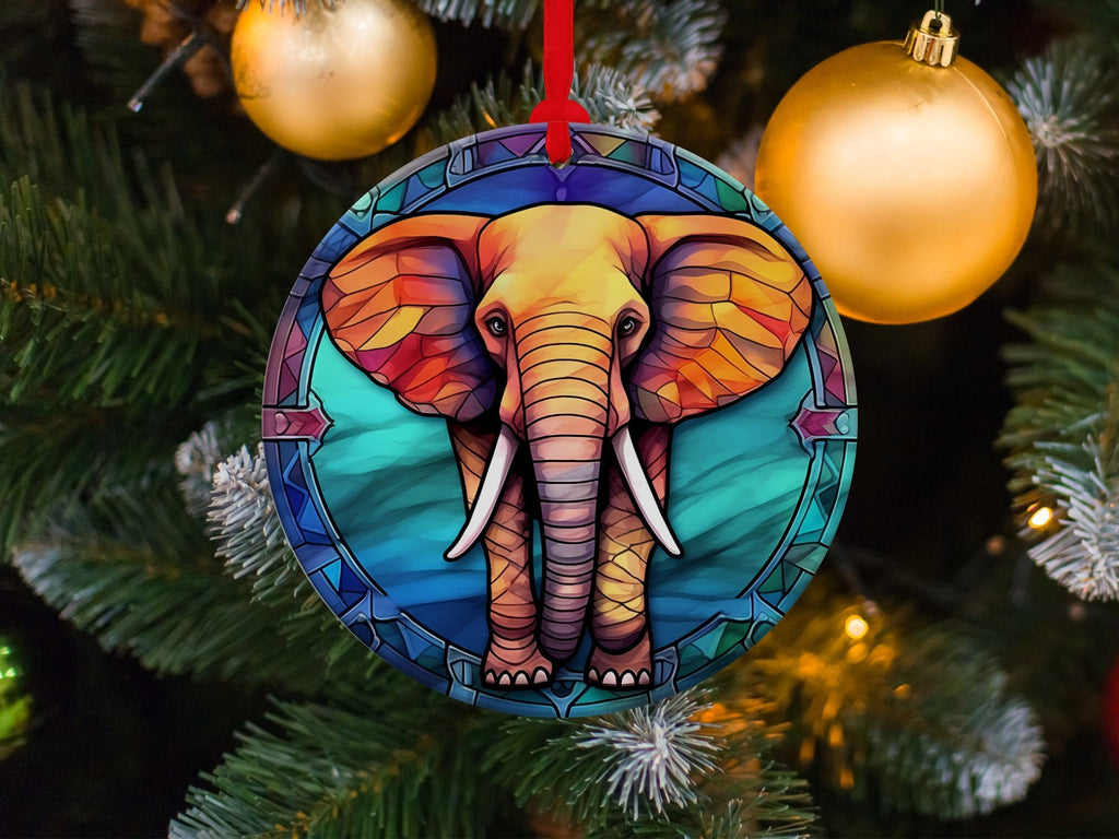 Christmas 2024 Ornament, Christmas Decoration, Holiday Gift Idea, Heirloom Keepsake, Round Ceramic, Gift Exchange, Gift Idea, Elephant