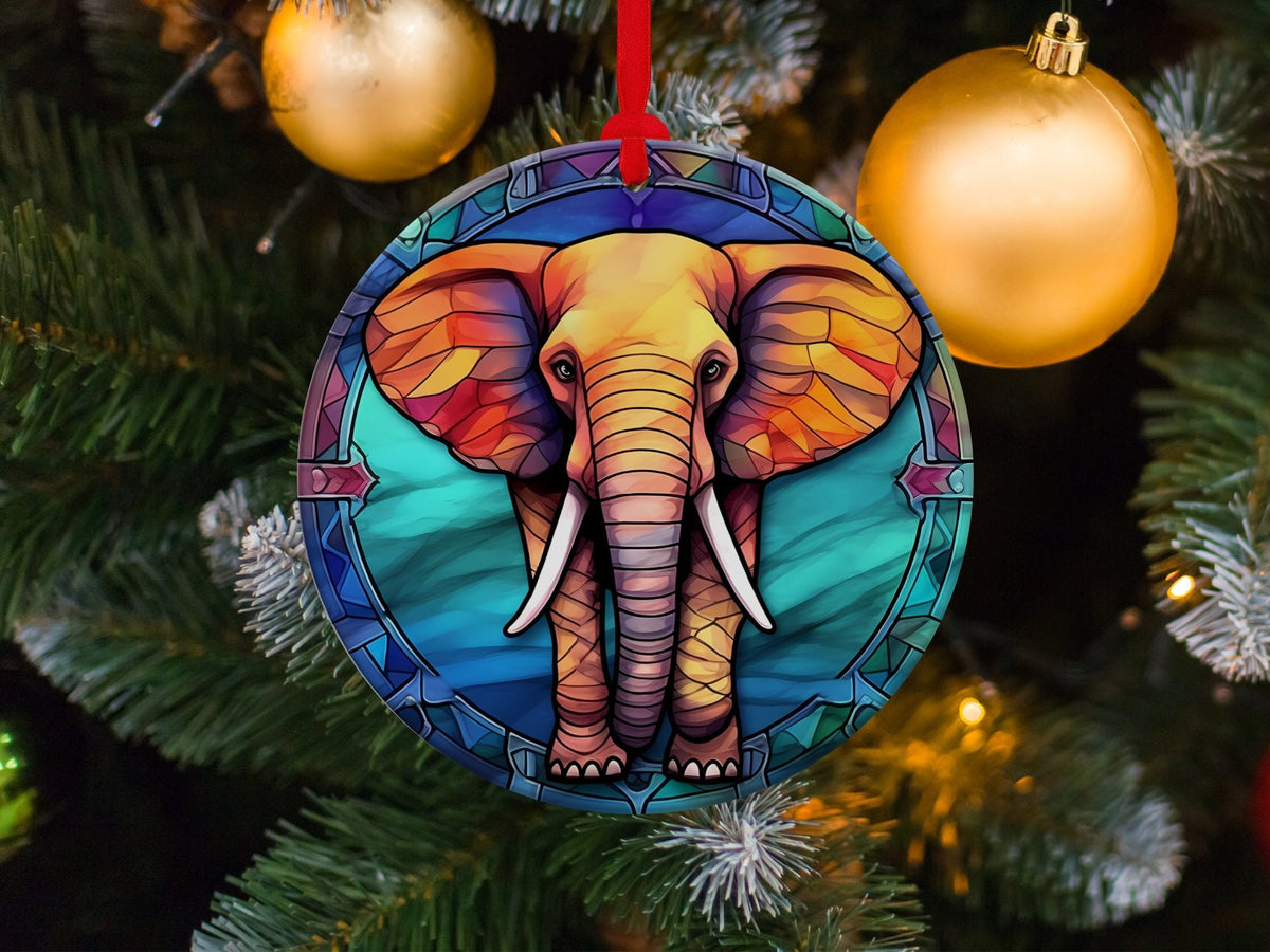 Christmas 2024 Ornament, Christmas Decoration, Holiday Gift Idea, Heirloom Keepsake, Round Ceramic, Gift Exchange, Gift Idea, Elephant