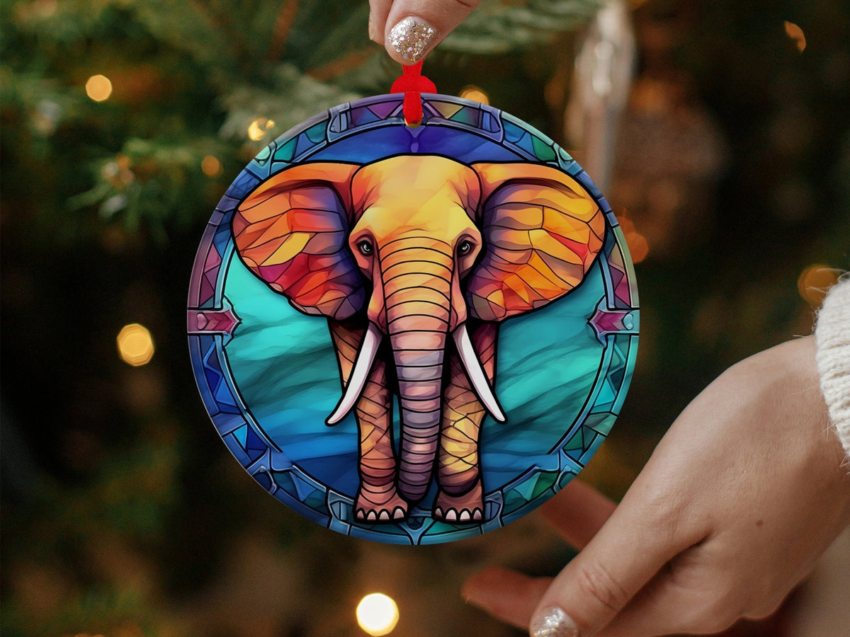 Christmas 2024 Ornament, Christmas Decoration, Holiday Gift Idea, Heirloom Keepsake, Round Ceramic, Gift Exchange, Gift Idea, Elephant