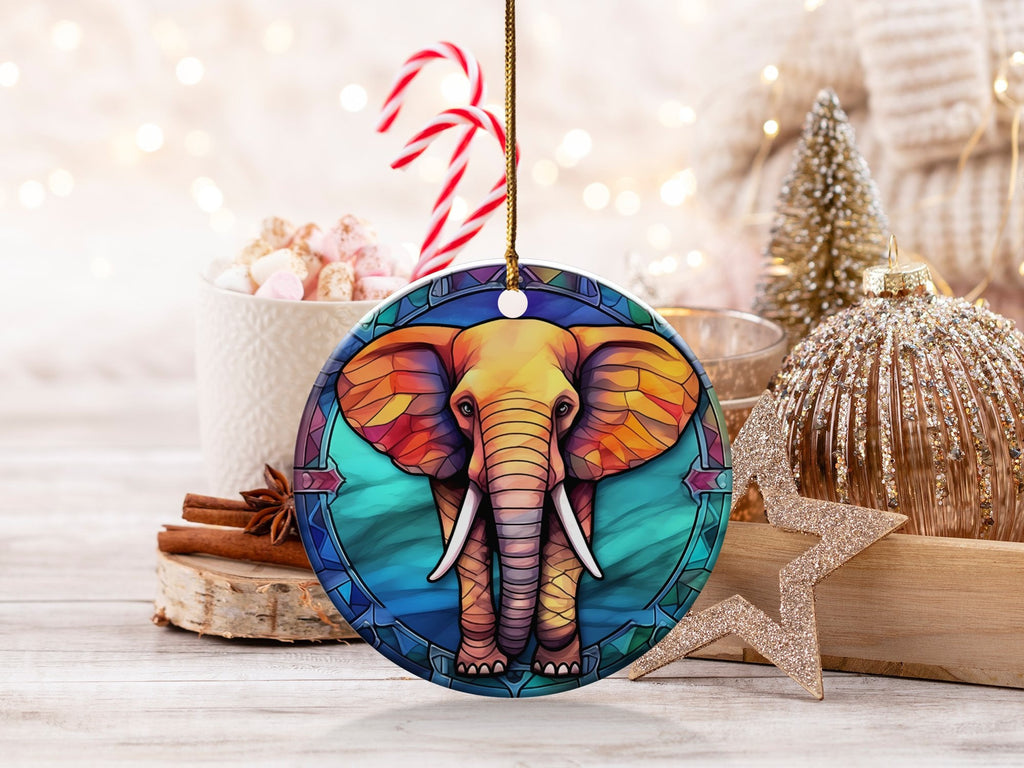 Christmas 2024 Ornament, Christmas Decoration, Holiday Gift Idea, Heirloom Keepsake, Round Ceramic, Gift Exchange, Gift Idea, Elephant