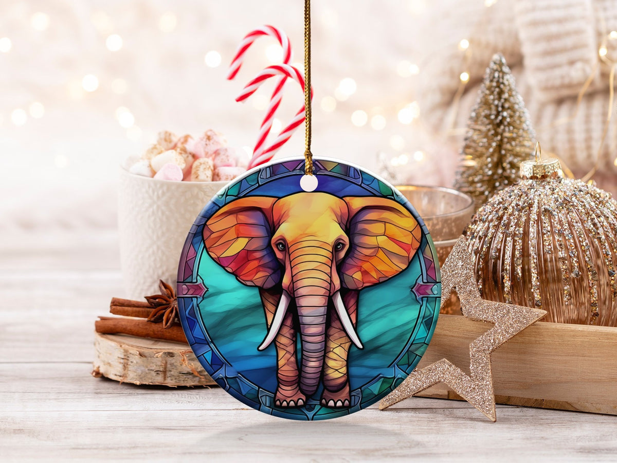 Christmas 2024 Ornament, Christmas Decoration, Holiday Gift Idea, Heirloom Keepsake, Round Ceramic, Gift Exchange, Gift Idea, Elephant